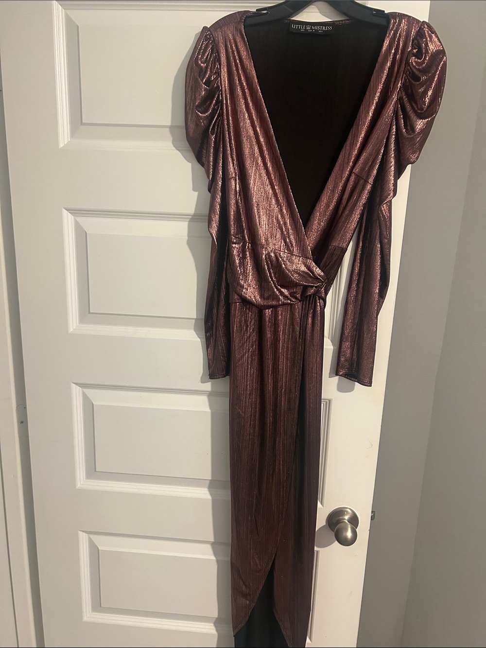 Little Mistress Metallic Rose Wrap Maxi Dress